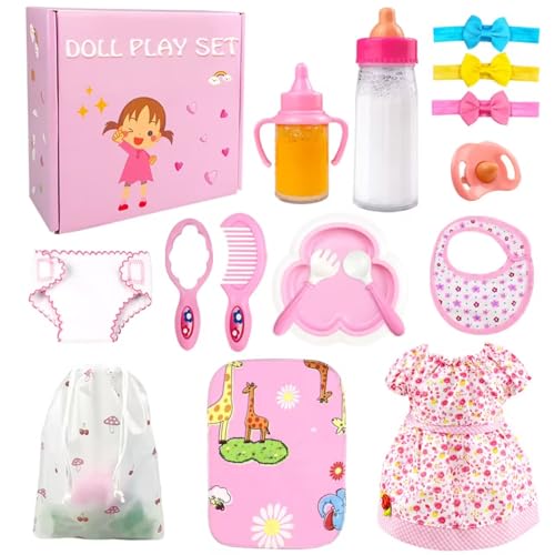 Baby Puppe Zubehör - Babypuppe Fütterung und Pflege Set mit Flaschen Puppe Windel und Wickelauflage, Puppenzubehör Puppenkleidung passen 14-16 Zoll 18 Zoll und 43 cm Puppe für Mädchen Geschenk Baby Puppe Zubehör - Babypuppe Fütterung und Pflege Set mit Flaschen Puppe Windel und Wickelauflage, Puppenzubehör Puppenkleidung passen 14-16 Zoll 18 Zoll und 43 cm Puppe für Mädchen Geschenk von BNUZEIYI