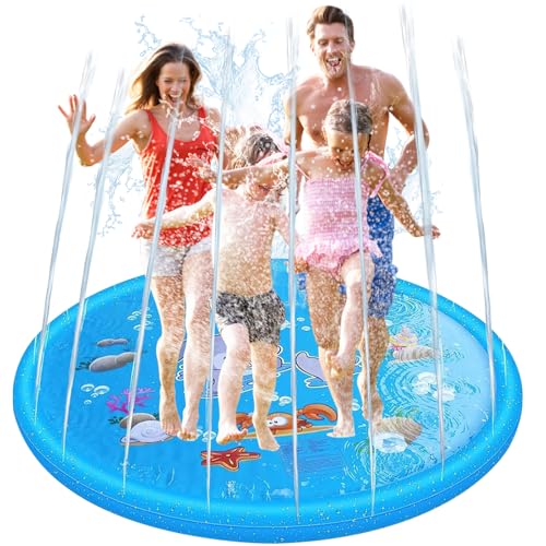 BNWRRCVKE 170CM Splash Pad, Wasser-Spielmatte Sprinkler Kinder Anti-Rutsch,PVC-Spritz pad,Wasserspielzeug Kinder Play Matte Sommer Outdoor Garten Spielzeug für Baby Party Rundkant BNWRRCVKE 170CM Splash Pad, Wasser-Spielmatte Sprinkler Kinder Anti-Rutsch,PVC-Spritz pad,Wasserspielzeug Kinder Play Matte Sommer Outdoor Garten Spielzeug für Baby Party Rundkant von BNWRRCVKE