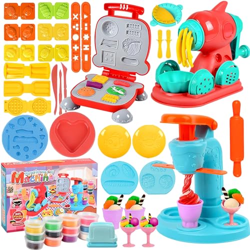 BNWRRCVKE 51 Stück Knete Dough Set für Kinder,Nudelmaschine Spielset Burger Eiscreme,Knete Zubehör mit Accessoires und 12 Dosen Knete, Spielzeug Geschenk mädchen & Junge 2-10 Jahre BNWRRCVKE 51 Stück Knete Dough Set für Kinder,Nudelmaschine Spielset Burger Eiscreme,Knete Zubehör mit Accessoires und 12 Dosen Knete, Spielzeug Geschenk mädchen & Junge 2-10 Jahre von BNWRRCVKE