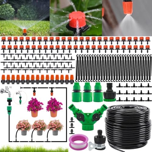 BNWRRCVKE Garten BewässerungsSystem, 201Pcs Garten Bewässerung Kit, 50m Bewässerungsrohre, Micro Drip Bewässerung Kit Automatische Sprinkler Tropfchenbewässerung Kit für Terrasse, Pflanzen, Gemüse BNWRRCVKE Garten BewässerungsSystem, 201Pcs Garten Bewässerung Kit, 50m Bewässerungsrohre, Micro Drip Bewässerung Kit Automatische Sprinkler Tropfchenbewässerung Kit für Terrasse, Pflanzen, Gemüse von BNWRRCVKE