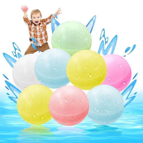 Wasserbomben Selbstschließend, 24 Stück Wiederverwendbare Wasserballons Bomben, Selbstdichtend und Schnell Befüllbare Wasserbomben, Wasserbomben Silikon für Strand, Outdoor, Wasserpark von BNWRRCVKE