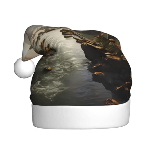 Berge und Flüsse Plüsch-Weihnachtsmütze, bequeme Kopfbedeckung für Urlaubspartys und Eltern-Kind-Aktivitäten Berge und Flüsse Plüsch-Weihnachtsmütze, bequeme Kopfbedeckung für Urlaubspartys und Eltern-Kind-Aktivitäten von BOAIHH