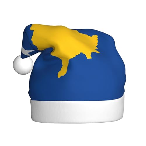 Flagge des Kosovo, Plüsch-Weihnachtsmütze, bequeme Kopfbedeckung für Feiertagsfeiern und Eltern-Kind-Aktivitäten Flagge des Kosovo, Plüsch-Weihnachtsmütze, bequeme Kopfbedeckung für Feiertagsfeiern und Eltern-Kind-Aktivitäten von BOAIHH
