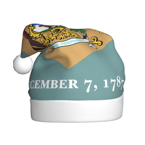 Flagge von Delaware Plüsch-Weihnachtsmütze, bequeme Kopfbedeckung für Urlaubspartys und Eltern-Kind-Aktivitäten Flagge von Delaware Plüsch-Weihnachtsmütze, bequeme Kopfbedeckung für Urlaubspartys und Eltern-Kind-Aktivitäten von BOAIHH