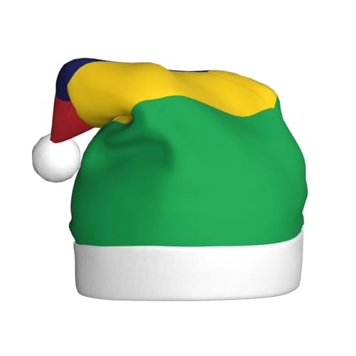 Flagge von Mauritius Plüsch-Weihnachtsmütze, bequeme Kopfbedeckung für Urlaubspartys und Eltern-Kind-Aktivitäten von BOAIHH