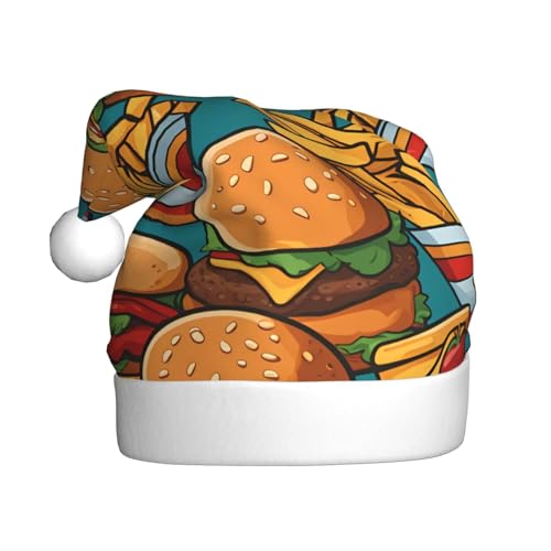 Niedliche Burger-Pommes-Plüsch-Weihnachtsmütze, bequeme Kopfbedeckung für Urlaubspartys und Eltern-Kind-Aktivitäten Niedliche Burger-Pommes-Plüsch-Weihnachtsmütze, bequeme Kopfbedeckung für Urlaubspartys und Eltern-Kind-Aktivitäten von BOAIHH