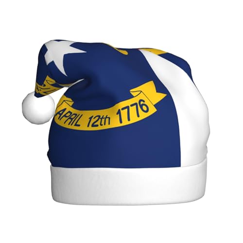 North Dakota Flagge, Plüsch-Weihnachtsmütze, bequeme Kopfbedeckung für Urlaubspartys und Eltern-Kind-Aktivitäten von BOAIHH