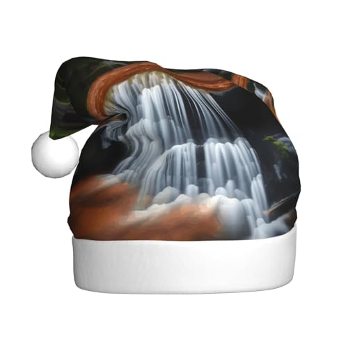 Plüsch-Weihnachtsmütze mit Wasserfall-Ansicht, bequeme Kopfbedeckung für Urlaubspartys und Eltern-Kind-Aktivitäten von BOAIHH