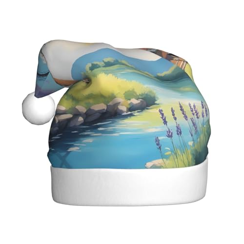 Schöne Fluss-Windmühle, Plüsch-Weihnachtsmütze, bequeme Kopfbedeckung für Urlaubspartys und Eltern-Kind-Aktivitäten von BOAIHH