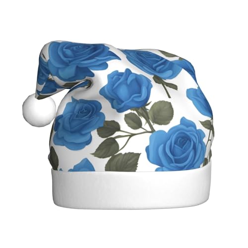 Schöne blaue Rosen, Plüsch-Weihnachtsmütze, bequeme Kopfbedeckung für Urlaubspartys und Eltern-Kind-Aktivitäten Schöne blaue Rosen, Plüsch-Weihnachtsmütze, bequeme Kopfbedeckung für Urlaubspartys und Eltern-Kind-Aktivitäten von BOAIHH