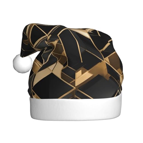 Schwarz-goldfarbene Plüsch-Weihnachtsmütze, bequeme Kopfbedeckung für Urlaubspartys und Eltern-Kind-Aktivitäten Schwarz-goldfarbene Plüsch-Weihnachtsmütze, bequeme Kopfbedeckung für Urlaubspartys und Eltern-Kind-Aktivitäten von BOAIHH