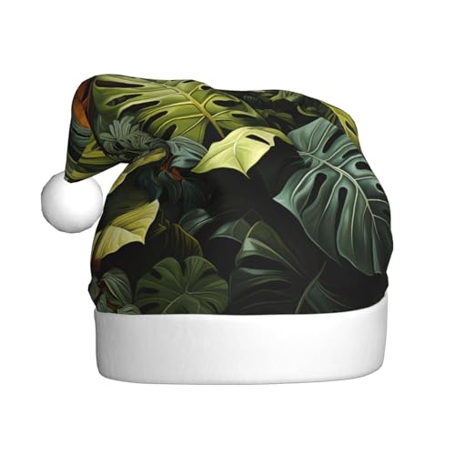Tropischer Regenwald, Palmenblätter, Plüsch-Weihnachtsmütze, bequeme Kopfbedeckung für Urlaubspartys und Eltern-Kind-Aktivitäten Tropischer Regenwald, Palmenblätter, Plüsch-Weihnachtsmütze, bequeme Kopfbedeckung für Urlaubspartys und Eltern-Kind-Aktivitäten von BOAIHH