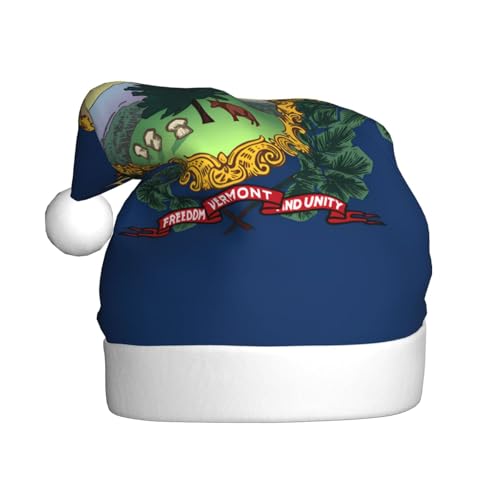 Vermont State Flag Plüsch Weihnachtsmütze Bequeme Kopfbedeckung für Urlaub Partys und Eltern-Kind-Aktivitäten von BOAIHH