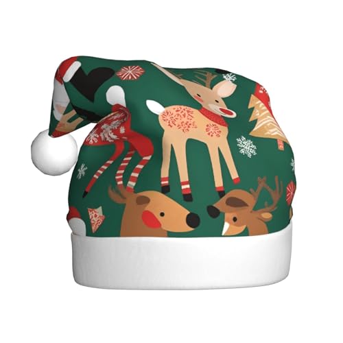 Weihnachtsmann und Weihnachtshirsch, Plüsch-Weihnachtsmütze, bequeme Kopfbedeckung für Urlaubspartys und Eltern-Kind-Aktivitäten von BOAIHH