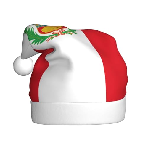 Weihnachtsmütze aus Plüsch mit Flagge von Peru, bequeme Kopfbedeckung für Feiertagsfeiern und Eltern-Kind-Aktivitäten Weihnachtsmütze aus Plüsch mit Flagge von Peru, bequeme Kopfbedeckung für Feiertagsfeiern und Eltern-Kind-Aktivitäten von BOAIHH