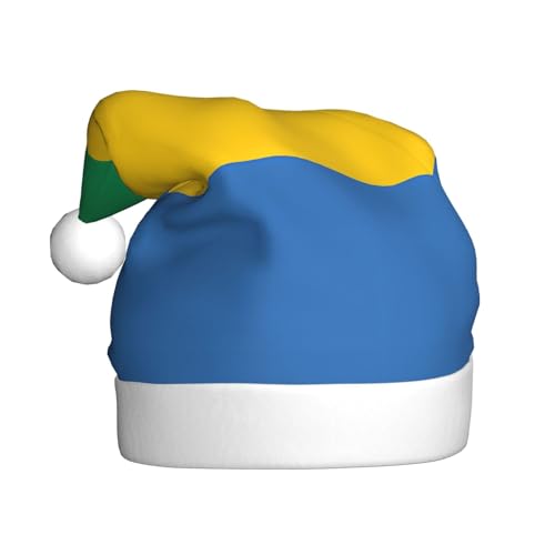 Weihnachtsmütze aus Plüsch mit Gabun-Flagge, bequeme Kopfbedeckung für Feiertage, Partys und Eltern-Kind-Aktivitäten von BOAIHH