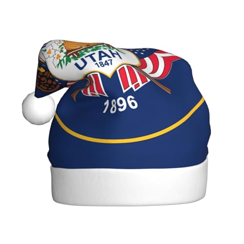 Weihnachtsmütze aus Plüsch mit Utah-Flagge, bequeme Kopfbedeckung für Urlaubspartys und Eltern-Kind-Aktivitäten Weihnachtsmütze aus Plüsch mit Utah-Flagge, bequeme Kopfbedeckung für Urlaubspartys und Eltern-Kind-Aktivitäten von BOAIHH