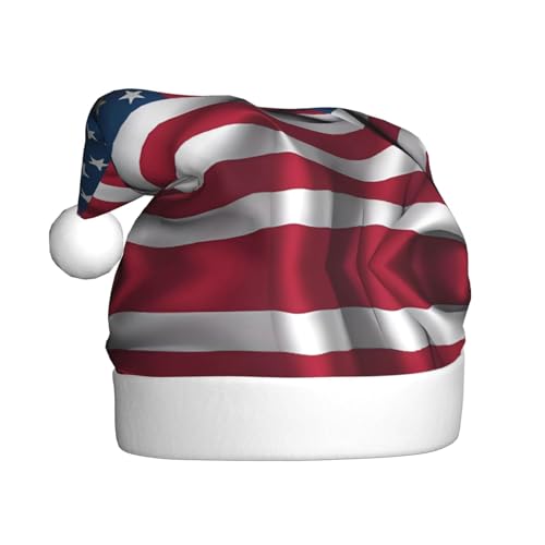 Weihnachtsmütze aus Plüsch mit amerikanischer Flagge, bequeme Kopfbedeckung für Urlaubspartys und Eltern-Kind-Aktivitäten Weihnachtsmütze aus Plüsch mit amerikanischer Flagge, bequeme Kopfbedeckung für Urlaubspartys und Eltern-Kind-Aktivitäten von BOAIHH