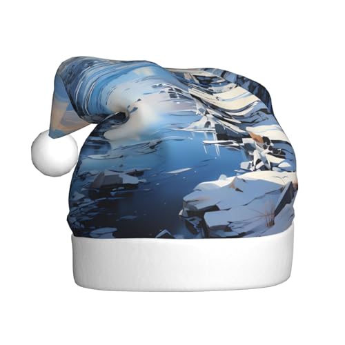 Weihnachtsmütze aus Plüsch mit schneebedeckter Berglandschaft, bequeme Kopfbedeckung für Urlaubspartys und Eltern-Kind-Aktivitäten Weihnachtsmütze aus Plüsch mit schneebedeckter Berglandschaft, bequeme Kopfbedeckung für Urlaubspartys und Eltern-Kind-Aktivitäten von BOAIHH