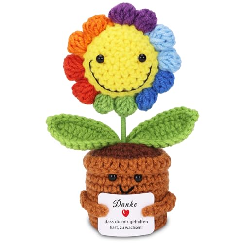 BOAITE Dankeschön Geschenke Positive Sonnenblume Glücksbringer, Gestrickte Bunte Sonnenblume Geschenke für Freunde Kollegen und Familie, Positive Kartoffel Deutsch Ersatz BOAITE Dankeschön Geschenke Positive Sonnenblume Glücksbringer, Gestrickte Bunte Sonnenblume Geschenke für Freunde Kollegen und Familie, Positive Kartoffel Deutsch Ersatz von BOAITE