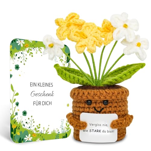BOAITE Geschenke für Frauen Beste Freundin Mutmacher Geschenk Gestrickte Vergissmeinnicht Geschenke Mama Schwester Kollegin Geburtstagsgeschenk Frauen (Gelbe Vergissmeinnicht) von BOAITE