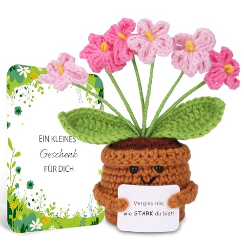BOAITE Geschenke für Frauen Beste Freundin Mutmacher Geschenk Gestrickte Vergissmeinnicht Geschenke Mama Schwester Kollegin Geburtstagsgeschenk Frauen (Rosa Vergissmeinnicht) von BOAITE
