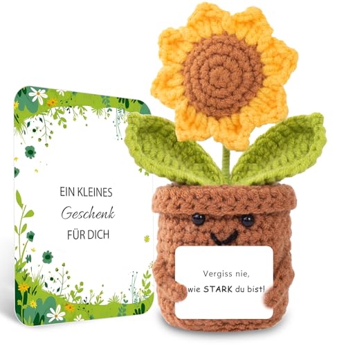 BOAITE Geschenke für Frauen Beste Freundin Mutmacher Geschenk Gestrickte Vergissmeinnicht Geschenke Mama Schwester Kollegin Geburtstagsgeschenk Frauen (Sonnenblumen) von BOAITE