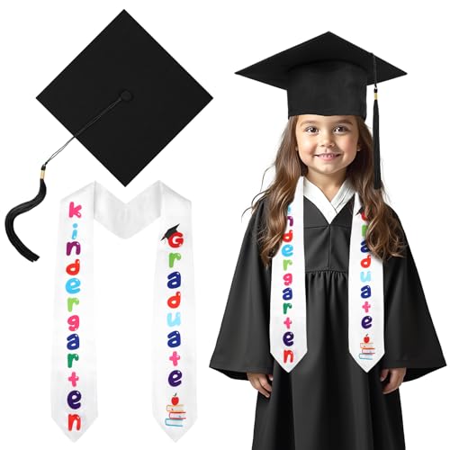 BOARDFEB 2 Stück Kindergarten-Abschlusskappe und Stola, 2025 Vorschule, Kindergarten, Abschluss, Dekorationen für Jungen und Mädchen, Geschenke, Schwarz BOARDFEB 2 Stück Kindergarten-Abschlusskappe und Stola, 2025 Vorschule, Kindergarten, Abschluss, Dekorationen für Jungen und Mädchen, Geschenke, Schwarz von BOARDFEB