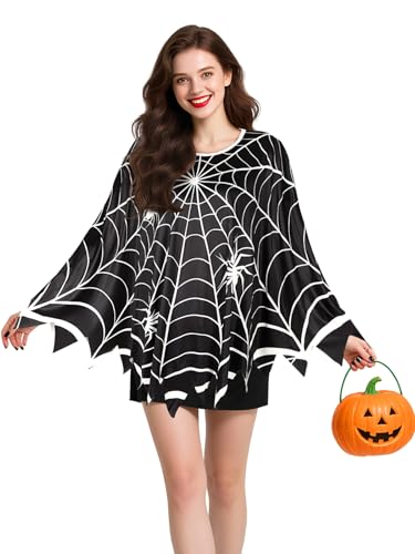 BOARDFEB Halloween-Spinnennetz-Poncho, Spinnennetz-Kostüm, Kleid, Poncho für Erwachsene, Halloween, Cosplay, Party, Geschenk, Festival, Kostümzubehör von BOARDFEB