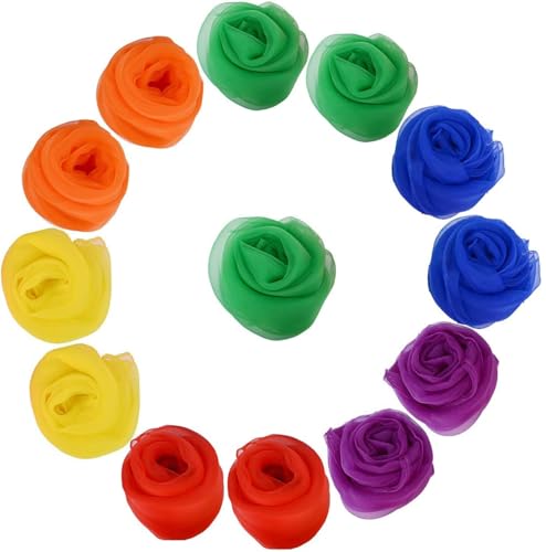 12 x sensorische Tanzschals, bunt, quadratisch, Jonglierseide, Regenbogen-Schal, Zaubertricks, Performance-Requisiten, Bewegung, Baby, sensorische Schals, Rhythmus-Band, Schal, 60 x 60 cm 12 x sensorische Tanzschals, bunt, quadratisch, Jonglierseide, Regenbogen-Schal, Zaubertricks, Performance-Requisiten, Bewegung, Baby, sensorische Schals, Rhythmus-Band, Schal, 60 x 60 cm von BOASYZO