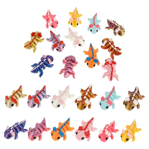 BOBASH 24 Stück 3D Gedruckter Axolotl Spielzeug 3D Tiere Dekoration Figur für Axolotl für Zuhause Büro Schule und Geschenke Kinder und Erwachsene(Farbe,24) von BOBASH
