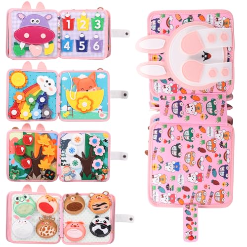 Busy Board ab 1 2 3 Jahre Quiet Book Montessori Spielzeug Frühes Lernspielzeug Quiet Book für Kinder Busy Books für Geschenk Mädchen Junge Rosa von BOBASH