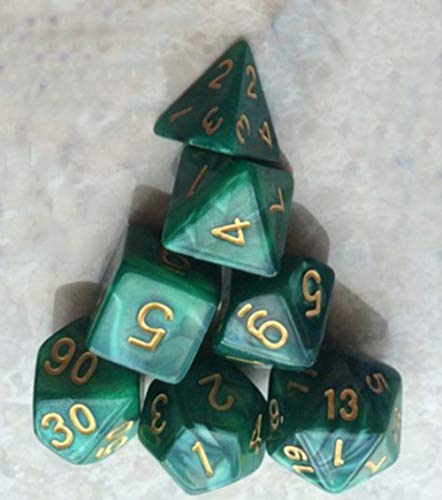 BOBOZHONG Polyedrische Würfel,7pcs DND Würfel Set Layered Polyhedral D & D Würfel für Dungeons and Dragons RPG MTG Tischspiele（Grün von BOBOZHONG