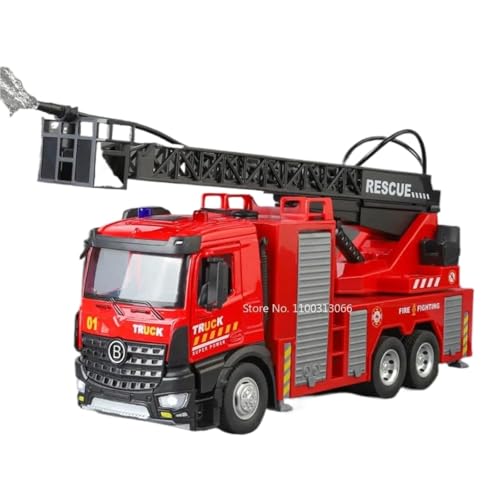 BOFSMXXNP Druckguss Auto 1:24 for Feuerwehrauto Druckguss-Automodell Mit Offener Tür Wassertanker Licht Musik Leiter Feuerwehrautomodell Miniatur-Automodell(A3101 Ladder) von BOFSMXXNP