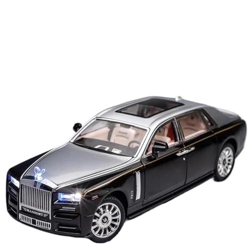 BOFSMXXNP Druckguss Auto 1:24 for Rolls-Royce Phantom Druckgussmodell Simulation Pullback-Luxusauto Zinklegierung Metall Maßstabmodell Miniatur-Automodell(Black and Silver) von BOFSMXXNP