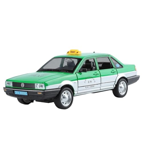 BOFSMXXNP Druckguss Auto 1:24 for Volkswagen Santana Taxi Limousine Legierung Druckguss Metall Auto Modell Sound Und Licht Pull Back Modell Miniatur-Automodell(Taxi Green) von BOFSMXXNP