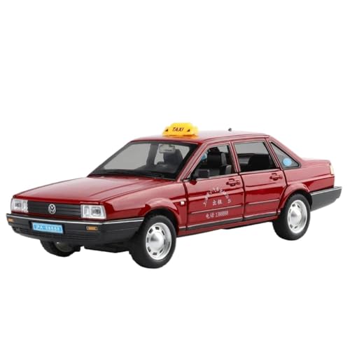 BOFSMXXNP Druckguss Auto 1:24 for Volkswagen Santana Taxi Limousine Legierung Druckguss Metall Auto Modell Sound Und Licht Pull Back Modell Miniatur-Automodell(Taxi red) von BOFSMXXNP