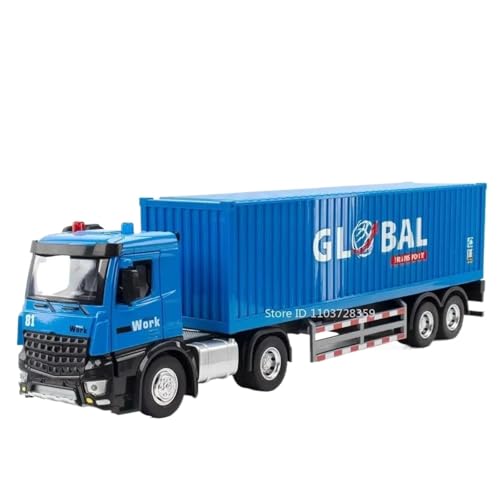 BOFSMXXNP Druckgussmodelle 1:24 for Container-LKW-Modell Miniatur-Druckguss-Muldenkipper-Tanker-Modell Sound- Und Lichtmodell Sammlungsmodelle(JD8518 Blue) von BOFSMXXNP