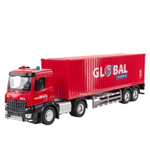 BOFSMXXNP Druckgussmodelle 1:24 for Container-LKW-Modell Miniatur-Druckguss-Muldenkipper-Tanker-Modell Sound- Und Lichtmodell Sammlungsmodelle(JD8518 Red) von BOFSMXXNP