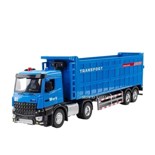 BOFSMXXNP Druckgussmodelle 1:24 for Container-LKW-Modell Miniatur-Druckguss-Muldenkipper-Tanker-Modell Sound- Und Lichtmodell Sammlungsmodelle(JD8528 Blue) von BOFSMXXNP