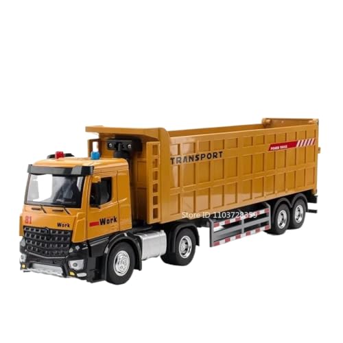 BOFSMXXNP Druckgussmodelle 1:24 for Container-LKW-Modell Miniatur-Druckguss-Muldenkipper-Tanker-Modell Sound- Und Lichtmodell Sammlungsmodelle(JD8528 Yellow) von BOFSMXXNP