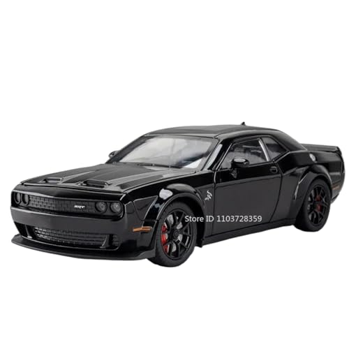 BOFSMXXNP Druckgussmodelle 1:24 for Dodge Challenger SRT Charger Modell Legierung Druckguss Sound Und Licht Pull Back Tür Simulation Sammlungsmodelle(Challenger Black) von BOFSMXXNP