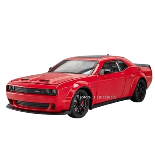 BOFSMXXNP Druckgussmodelle 1:24 for Dodge Challenger SRT Charger Modell Legierung Druckguss Sound Und Licht Pull Back Tür Simulation Sammlungsmodelle(Challenger Red) von BOFSMXXNP