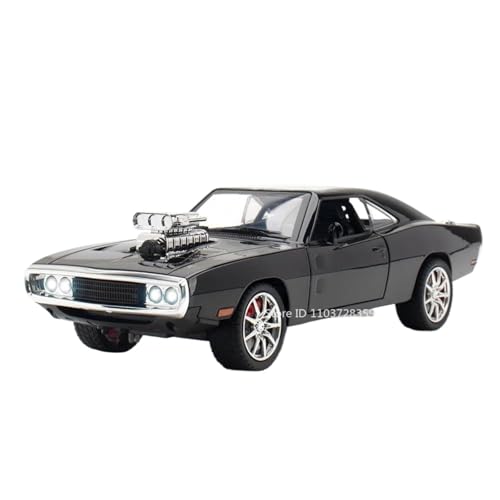 BOFSMXXNP Druckgussmodelle 1:24 for Dodge Challenger SRT Charger Modell Legierung Druckguss Sound Und Licht Pull Back Tür Simulation Sammlungsmodelle(Charger Black) von BOFSMXXNP