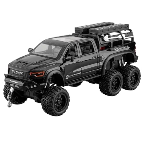 BOFSMXXNP Druckgussmodelle 1:24 for Dodge Mammoth RAM 1000 Pickup Truck Metalllegierung Druckguss Modellauto Sound Und Licht Pull Back Sammlungsmodelle(Black Box) von BOFSMXXNP