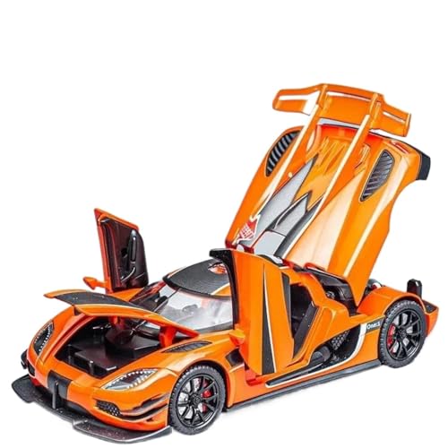 BOFSMXXNP Druckgussmodelle 1:24 for Koenigsegg ONE 1 Automodell Druckgussmetall Sportwagenmodell Simulation Ton Und Licht Sammlungsmodelle(Orange) von BOFSMXXNP