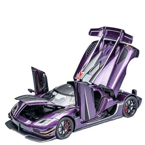 BOFSMXXNP Druckgussmodelle 1:24 for Koenigsegg ONE 1 Automodell Druckgussmetall Sportwagenmodell Simulation Ton Und Licht Sammlungsmodelle(Purple) von BOFSMXXNP