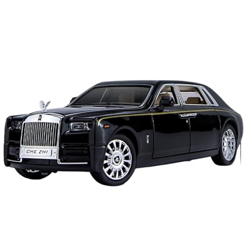 BOFSMXXNP Druckgussmodelle 1:24 for Rolls-Royce Phantom Druckgussmodell Simulation Pullback-Luxusauto Zinklegierung Metall Maßstabmodell Sammlungsmodelle(Black) von BOFSMXXNP
