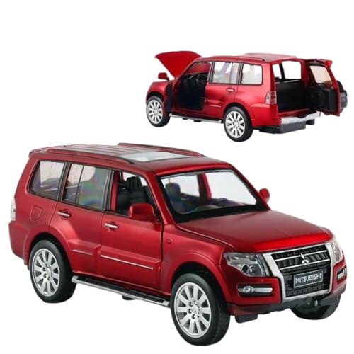 BOFSMXXNP Modellauto im Maßstab 1:32 for Mitsubishi Pajero SUV Sport Miniatur Druckguss-Legierung Automodell Sound Und Licht Sammlung Automodell Fertiges Automodell(Red) von BOFSMXXNP