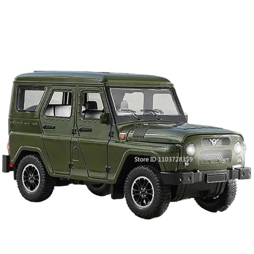 Modellauto im Maßstab 1:18 for Russische UAZ Hunter Modell Geländewagen Legierung Druckguss RV Modell Sound Und Licht Pull Back Fertiges Automodell(UAZ Hunter Green) von BOFSMXXNP